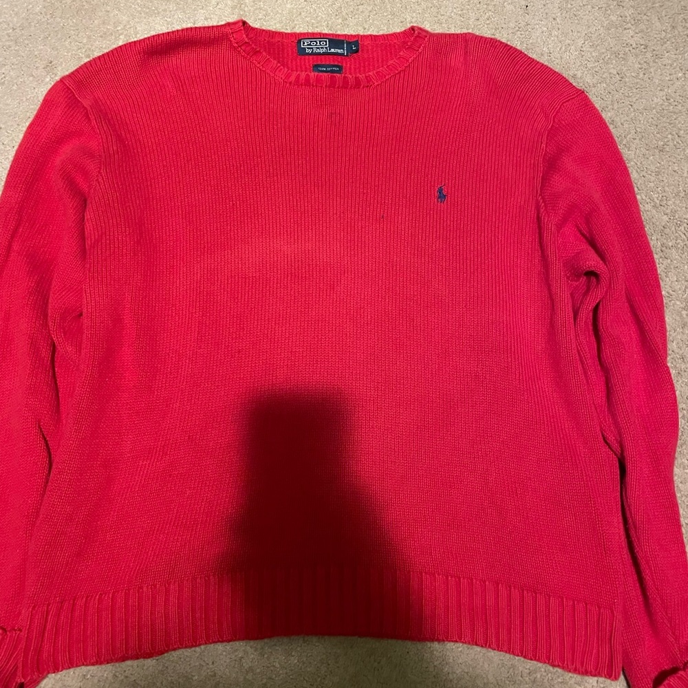 Red Knit polo sweater